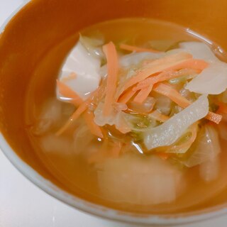 鍋で簡単！豆腐と白菜のコンソメスープ